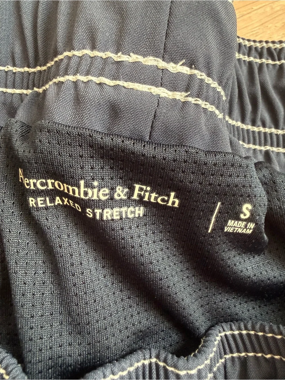 Abercrombie & Fitch Men’s Blue Swim Shorts with Cream Contrast Stitching size SM